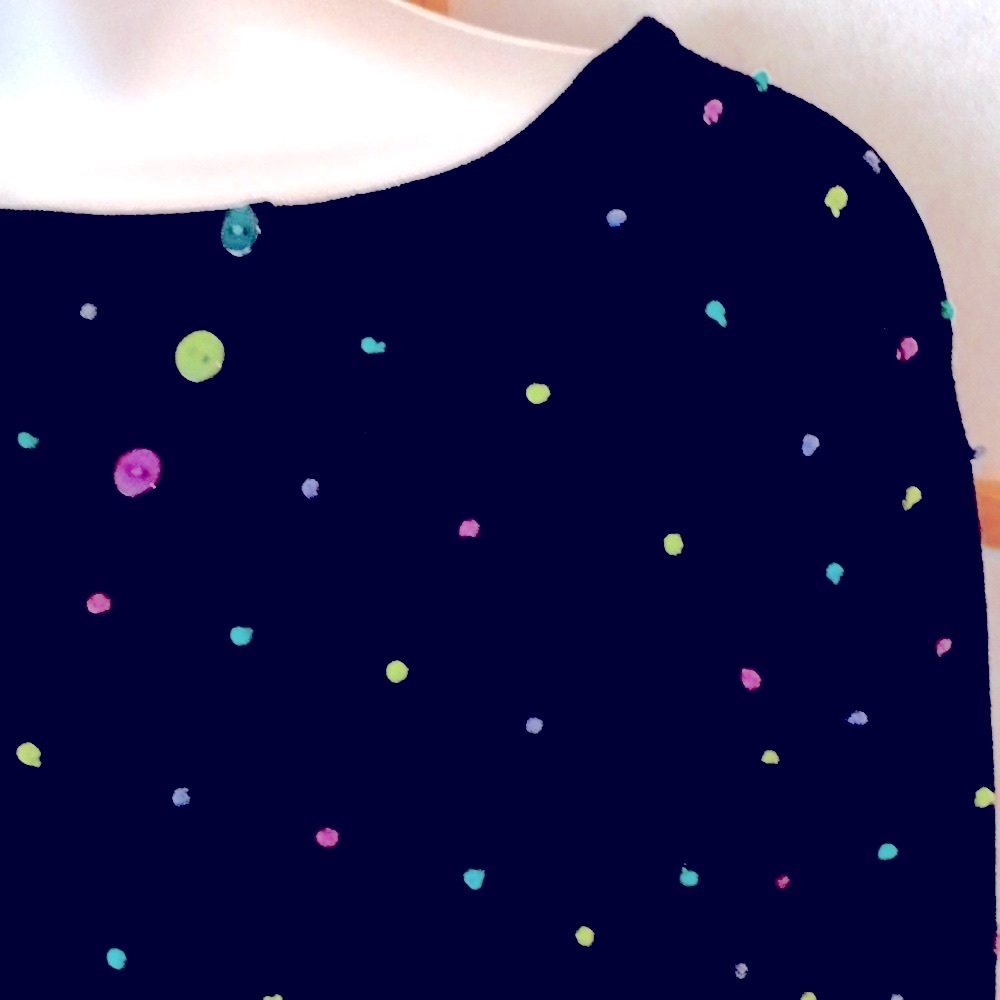 Scoop-necked Black Sweater w/ Colorful Dots, Sz M